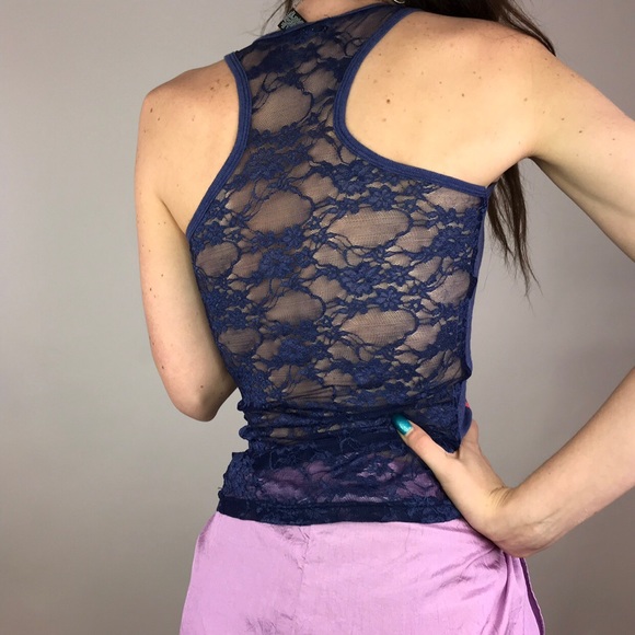 SOLD! playmate lace blue tank - Picture 4 of 4